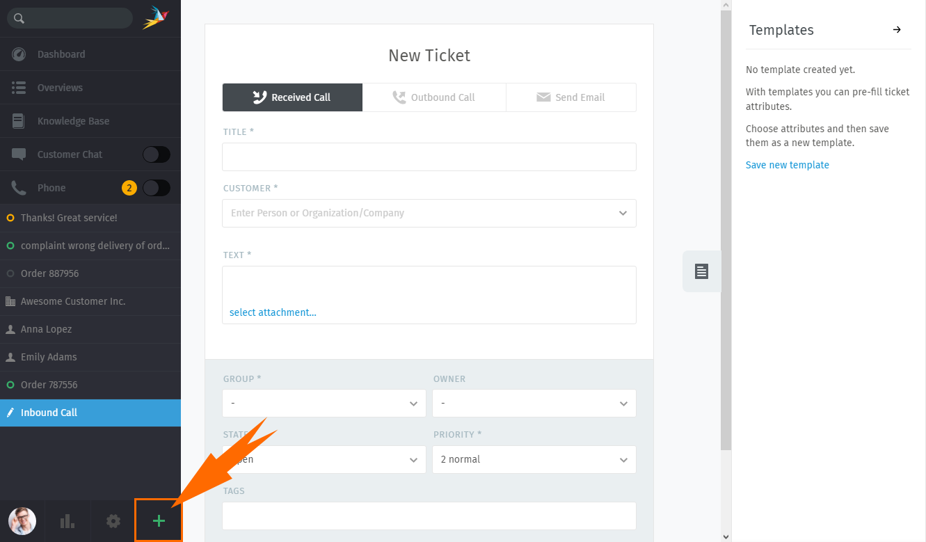 Neues Ticket-Dialog