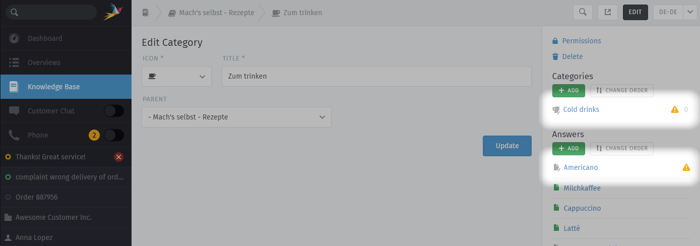 Warnung zu einer fehlenden Übersetzung