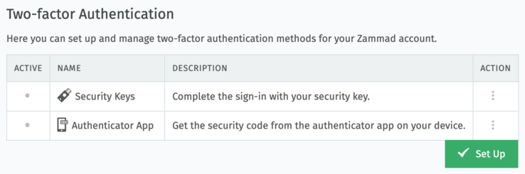 Einrichtung einer Zwei-Faktor-Methode in Passwort & Authentifizierung