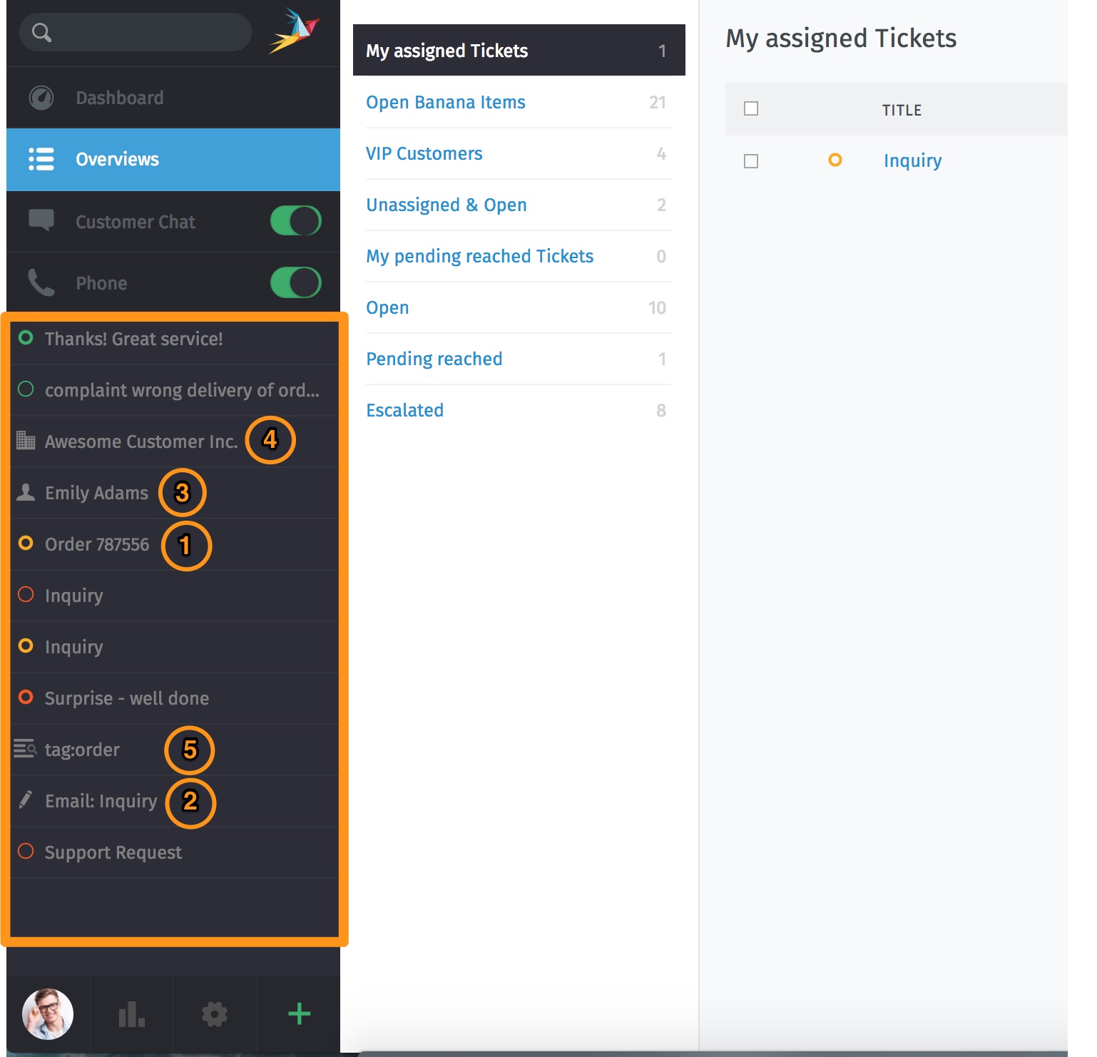 Sample view of Tabs