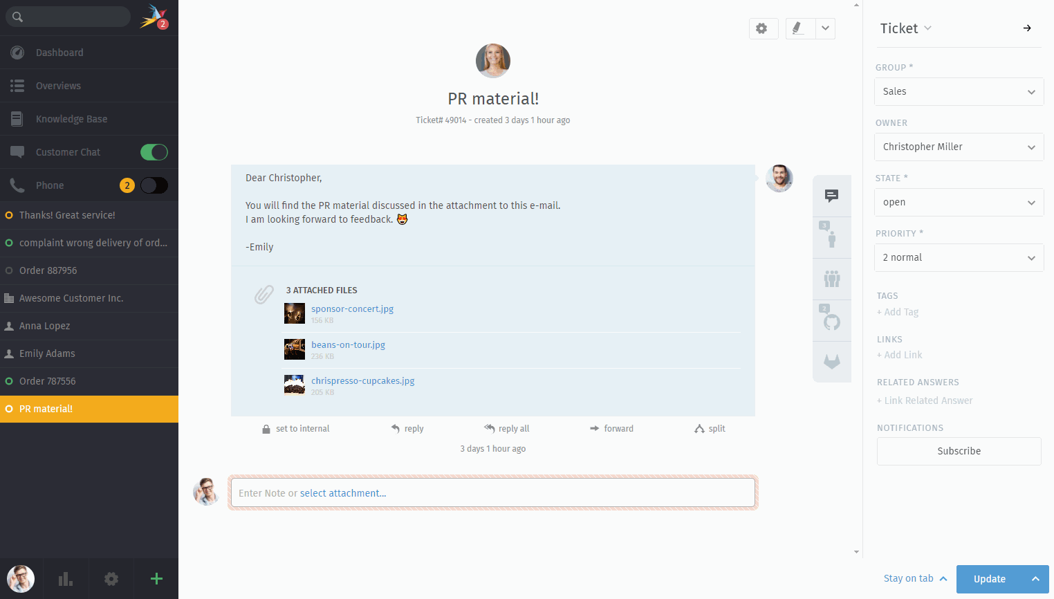 Screencast showing how to list and add new issues to a ticket