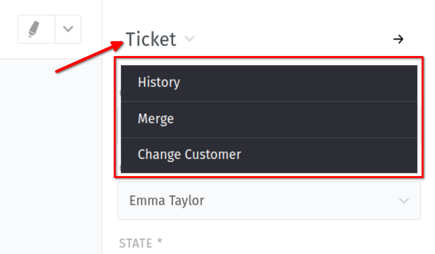 Ticket submenu