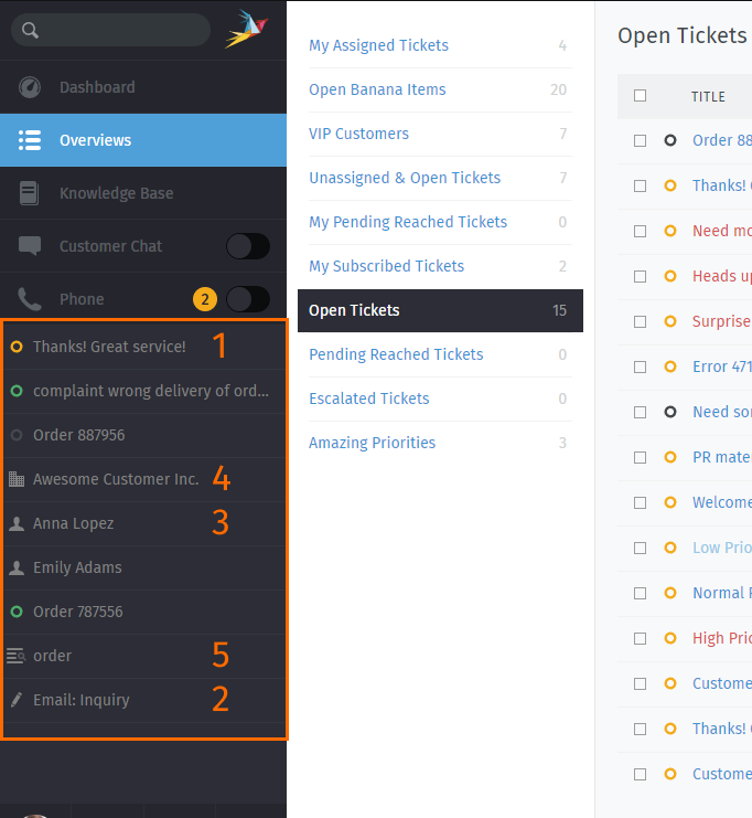 Sample view of Tabs