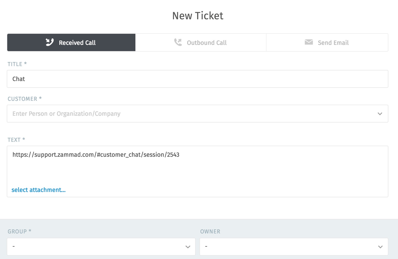 New ticket view