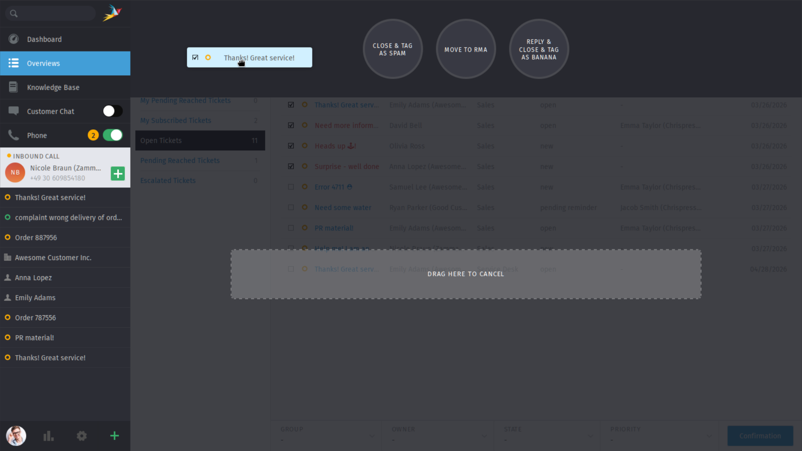 Screenshot shows drag & drop overlay in "Run Macro" mode.