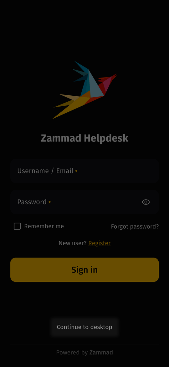 Continue to Desktop Link on Login Screen