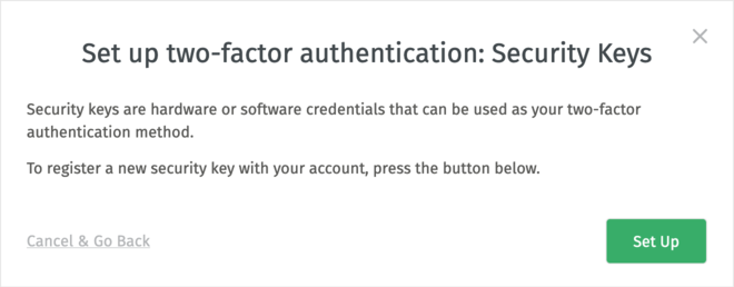 Security Keys Setup