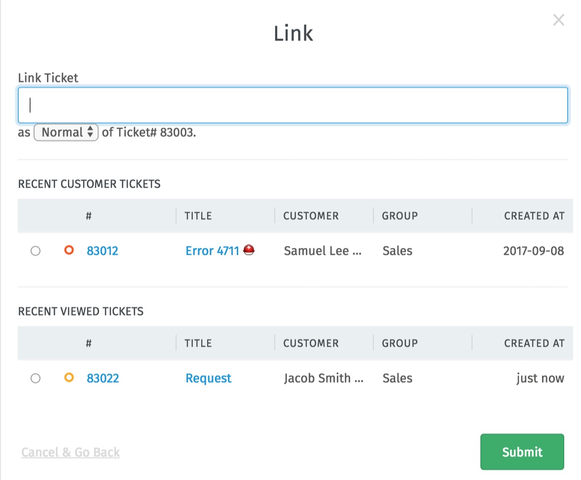 Link dialog