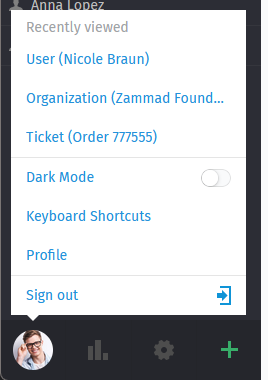 User submenu