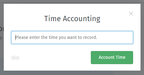 Time accounting dialog